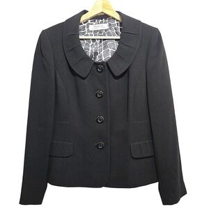 Tahari Arthur S Levine Black Collared Button Front Blazer Jacket Women's Size 10